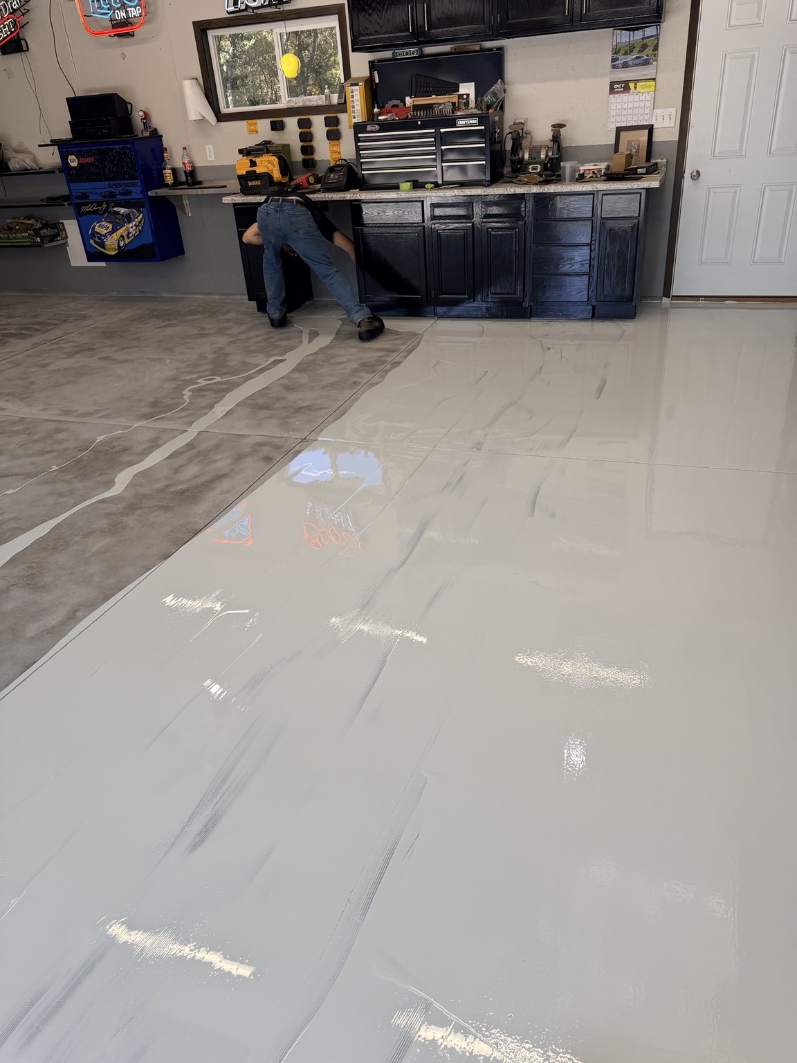 Epoxy base coat on this garage floor project