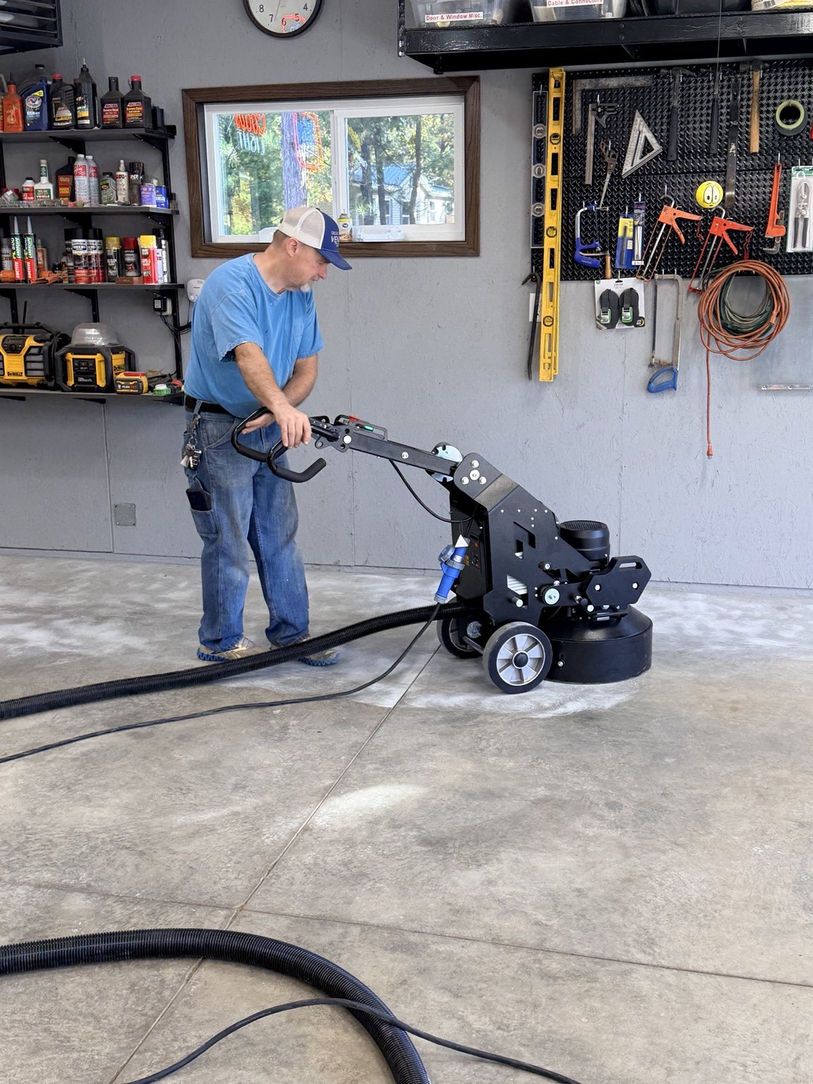 Grinding & edge preparation on this garage floor project